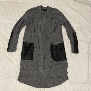Long Banana Republic Sweater Cardigan, Faux Leather Detail - 20% OFF BUNDLES